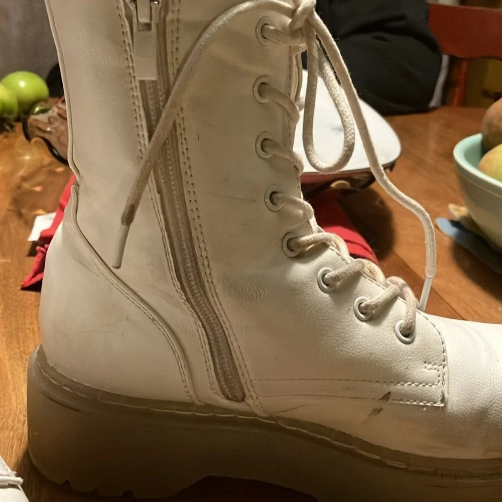 Jellypop moto combat white boot with zippers and jelly soles EU 37 / women’s 6.5 - Picture 3 of 13